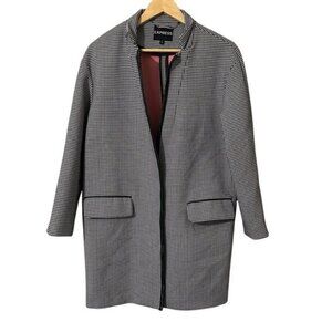 Express Monochrome Houndstooth Jacket Coat Size Medium Dark Academic Chic